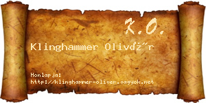 Klinghammer Olivér névjegykártya
